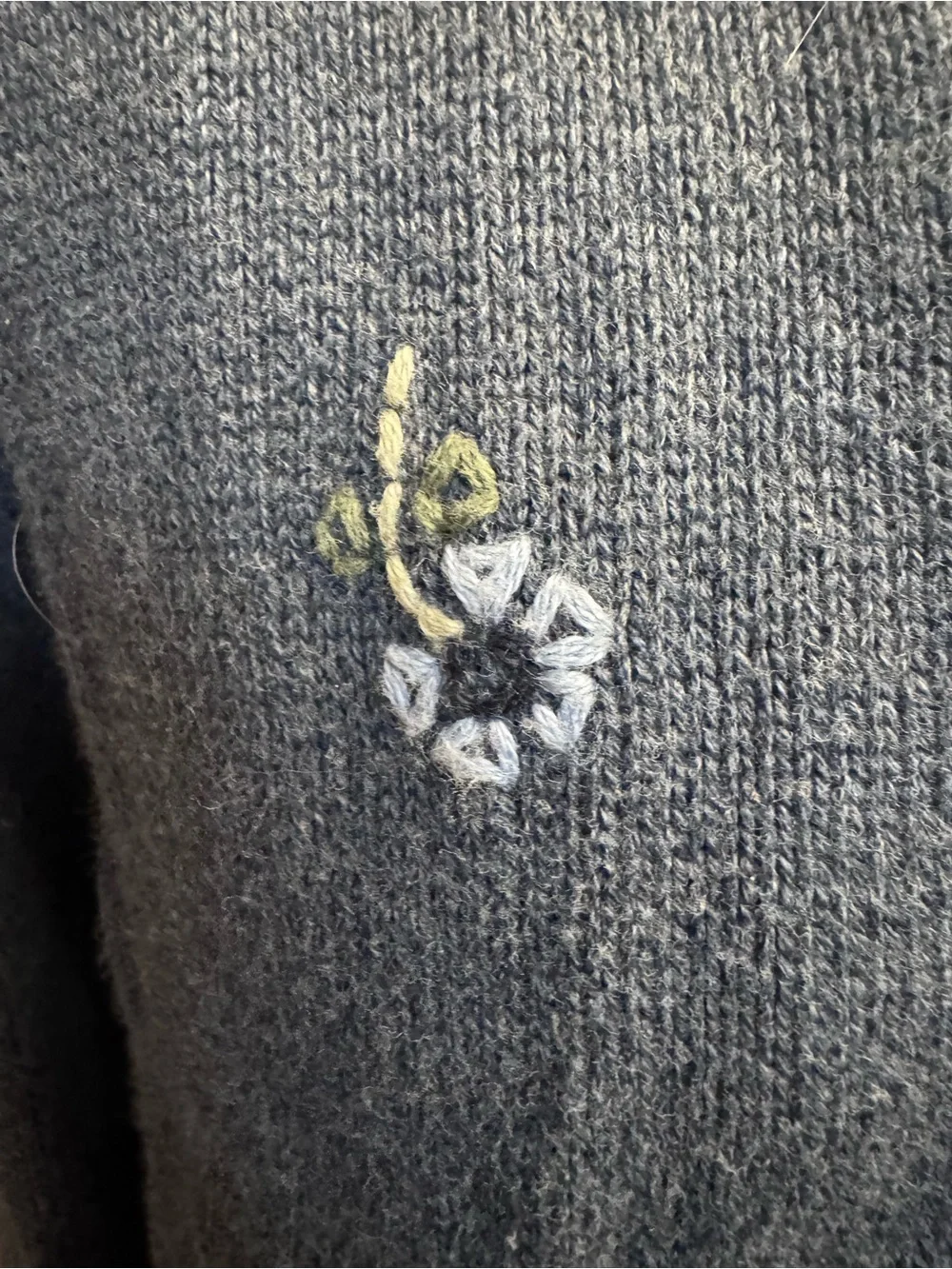 VINTAGE EDDIE BAUER Gray Floral Embroidered Button Up Cardigan Women’s SZ Med